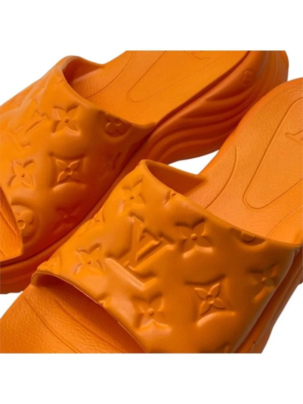 Louis Vuitton Pool 55 Line Sandals Monogram Embossed Rubber Orange